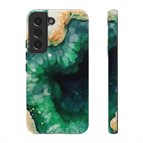 Green Geode in Watercolor - Impact Resistant Phone Case Samsung Galaxy S22 Glossy